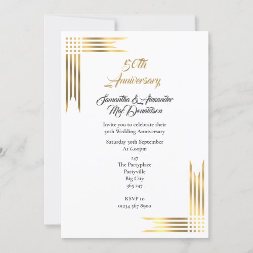 Plain simple  golden wedding anniversary invitation