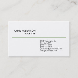 Plain Simple Green Line White Business Card