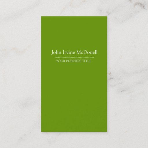 Customizable Plain &amp; Simple Green Vertical Business Card