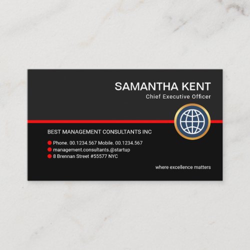 Plain Simple Grey Black Layers Businesswoman CEO Business Card