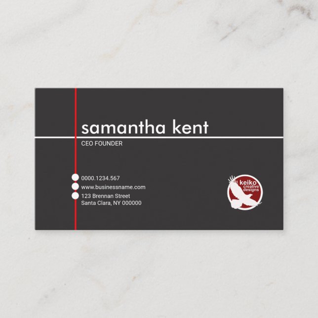 Plain Simple Grey Businesswoman CEO Business Card (Front)