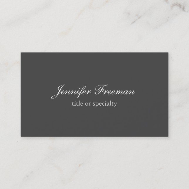 Plain Simple Grey Classical Handwriting Business Card (Front)