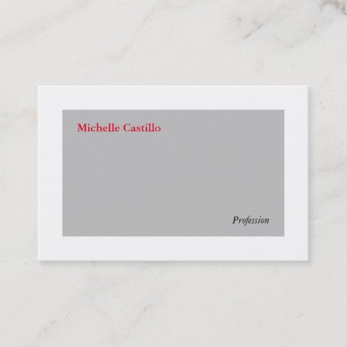 Plain Simple Grey White Red Minimalist Modern Business Card