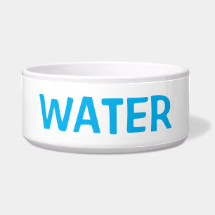 Plain Simple Minimal White & Blue Water Cat Or Dog Bowl