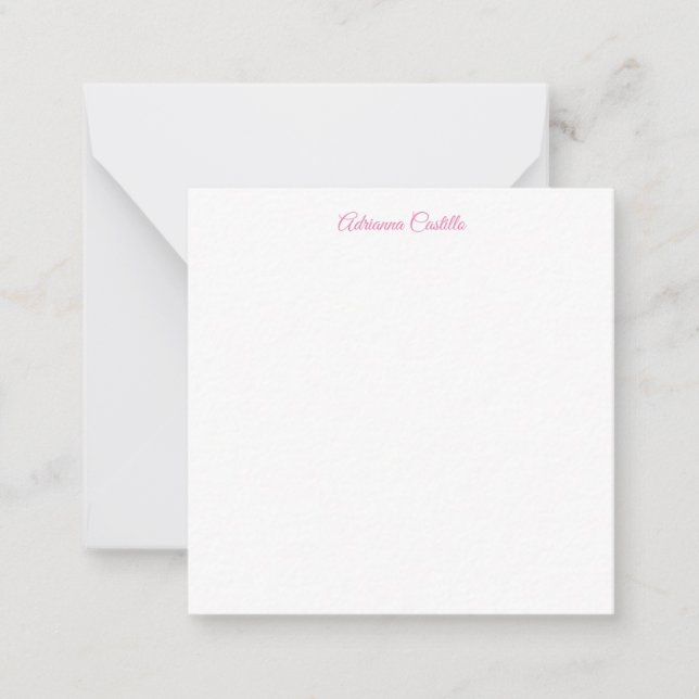 Plain Simple Minimalist Chic Calligraphy Name Note Card (Front)