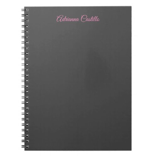 Plain Simple Minimalist Chic Calligraphy Name Notebook