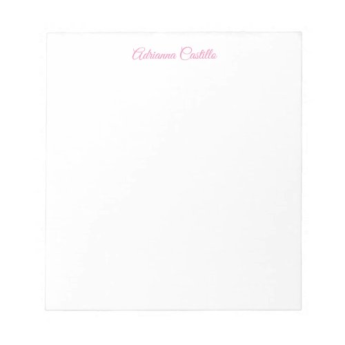 Plain Simple Minimalist Chic Calligraphy Name Notepad