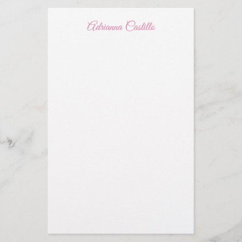 Plain Simple Minimalist Chic Calligraphy Name Stationery