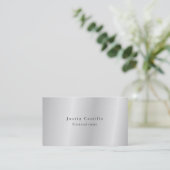 Plain Simple Minimalist Design Silver Gray Business Card (Standing Front)