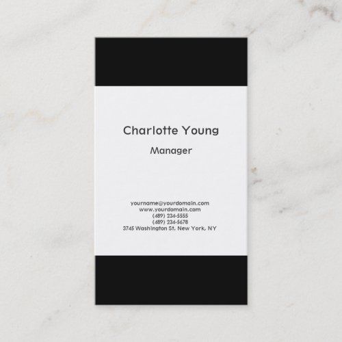 Plain simple minimalist elegant black white business card