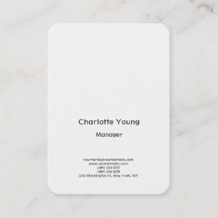Plain simple minimalist elegant white background business card