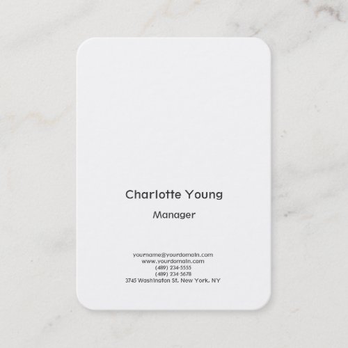 Plain simple minimalist elegant white background business card