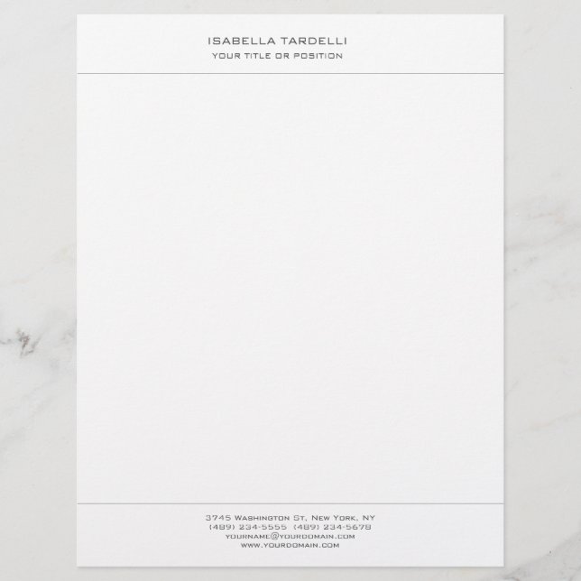 Plain Simple Minimalist Modern Professional Letterhead (Front)
