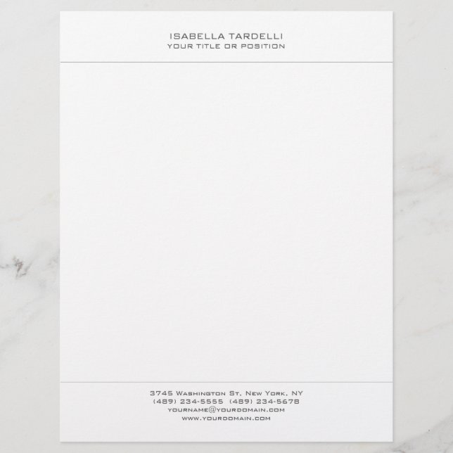Plain Simple Minimalist Modern Professional Letterhead (Front)