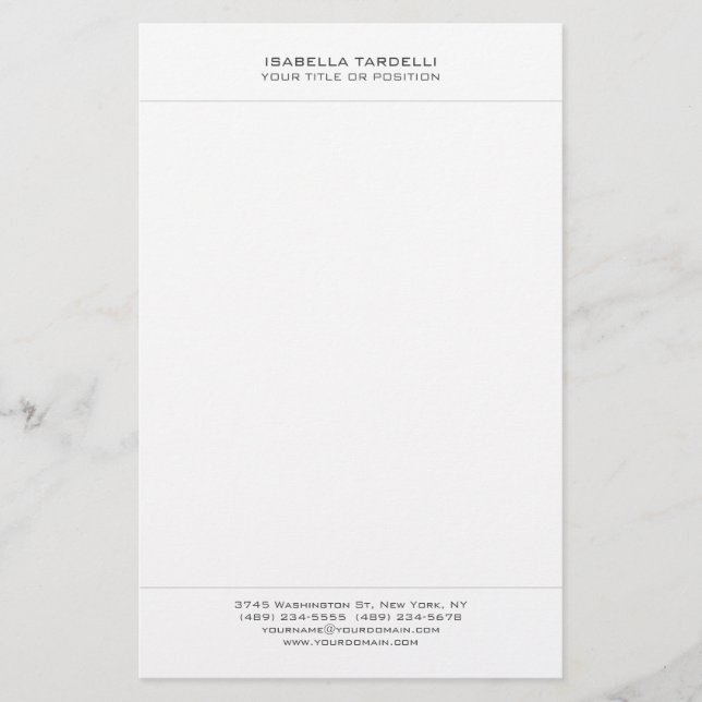 Plain Simple Minimalist Modern Professional Stationery (Front)