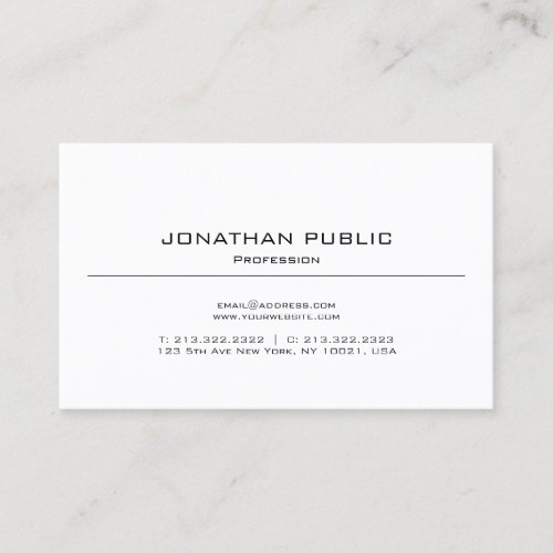Plain Simple Modern Elegant Design Professional Business Card