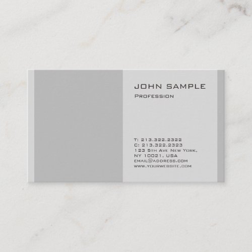 Plain Simple Modern Professional Elegant Grey Business Card