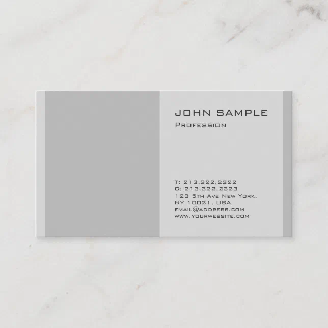 Plain Simple Modern Professional Elegant Grey Business Card | Zazzle