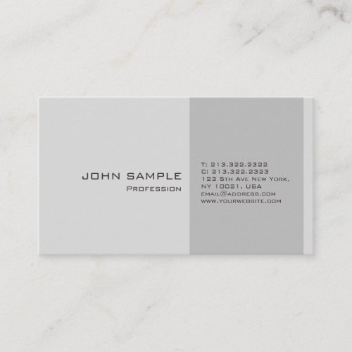 Plain Simple Modern Professional Elegant Grey Business Card