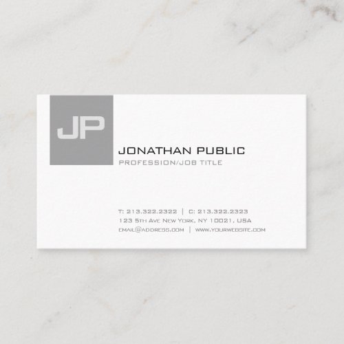 Plain Simple Modern Professional Stylish Monogram Business Card