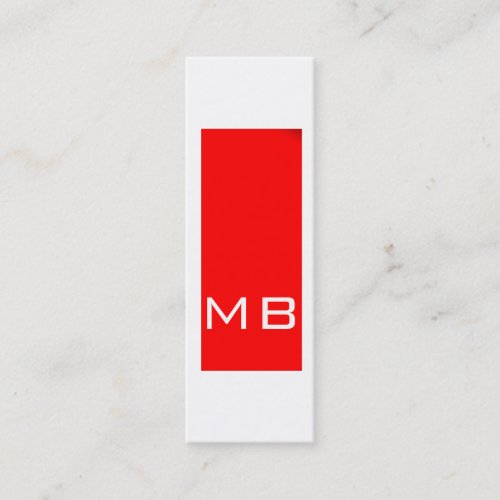 Plain Simple Monogram Skinny Red Business Card