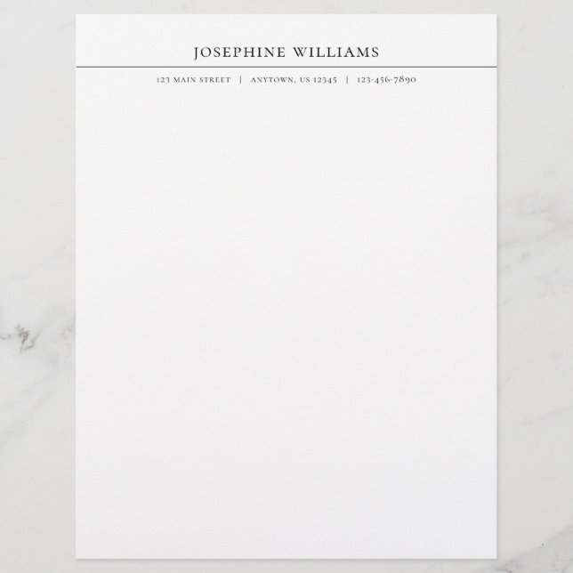 Plain Simple Personalized Letterhead (Front)