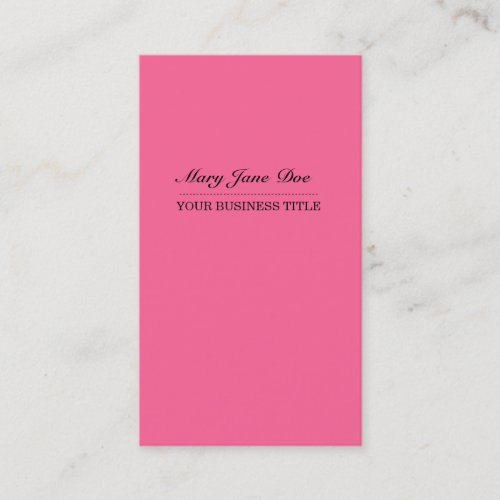 Plain &amp; Simple Pink Vertical Business Card
