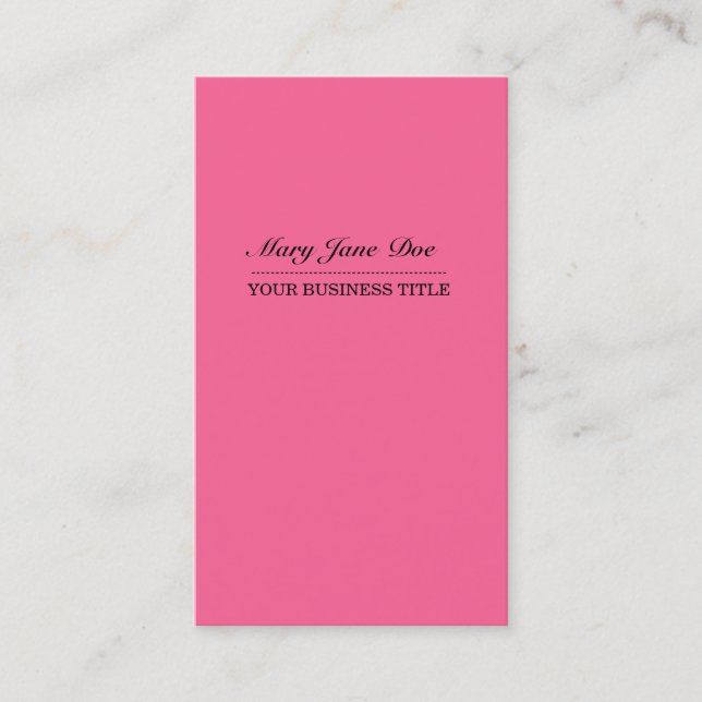 Plain & Simple Pink Vertical Business Card (Front)
