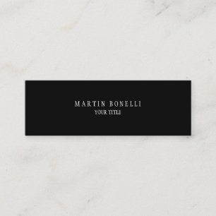 Plain Simple Professional Black White Mini Business Card