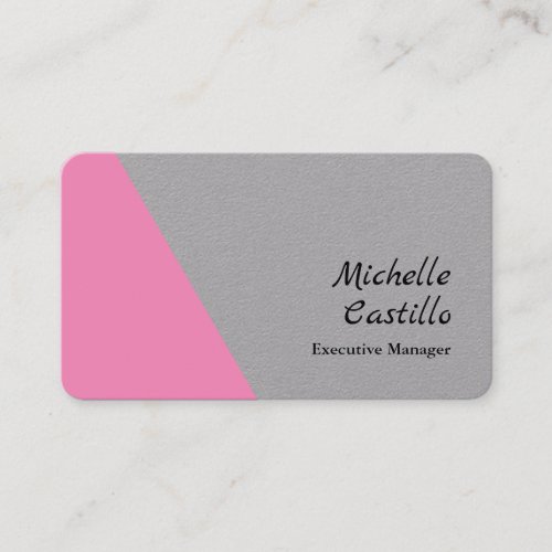 Plain Simple Professional Minimalist Grey Pink Business Card
