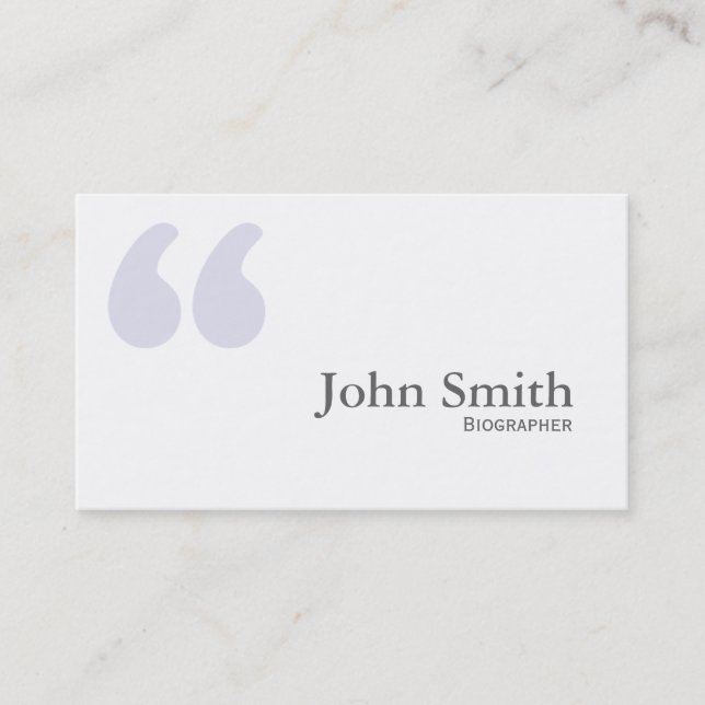 Plain Simple Quotes Biographer Business Card (Front)