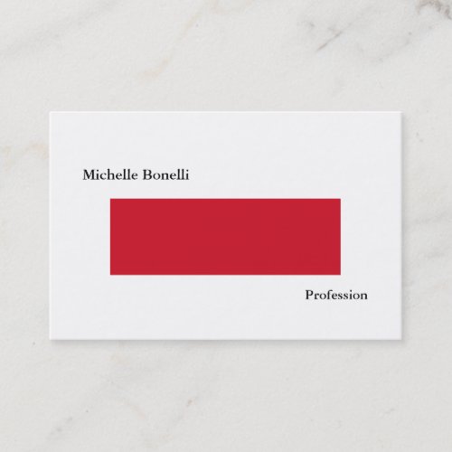Plain Simple Red White Minimalist Modern Business Card