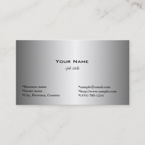 plain, simple, shining metal like business cards