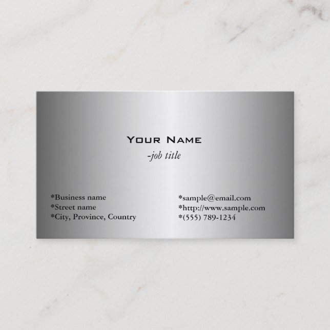 plain, simple, shining metal like business card (Front)