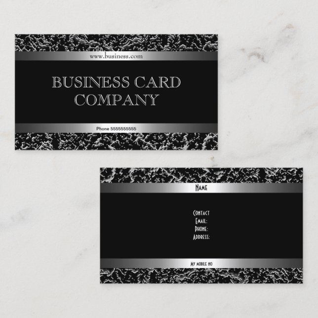 Plain Simple Silver Black Elegant Classy Business Card (Front/Back)