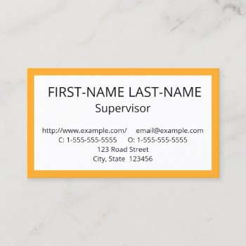 Plain & Simple Supervisor Business Card by AponxDesigns at Zazzle