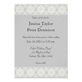 Plain simple traditional lace gray wedding invitation