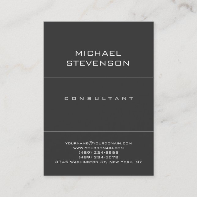 Plain Simple Trendy Consultant Gray Business Card (Front)