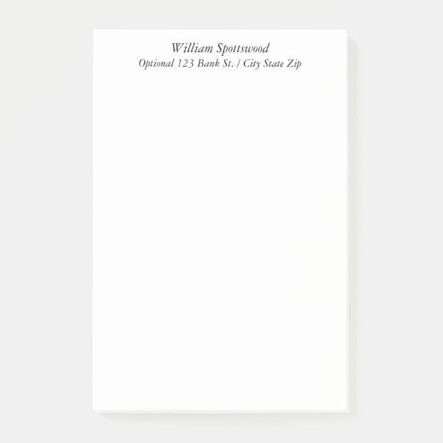 Plain Simple Unadorned Custom Name Optional Info Post-it Notes (Front)