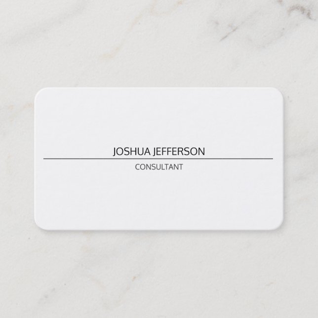 Plain Simple White Attractive Rounded Two Sided Business Card (Front)