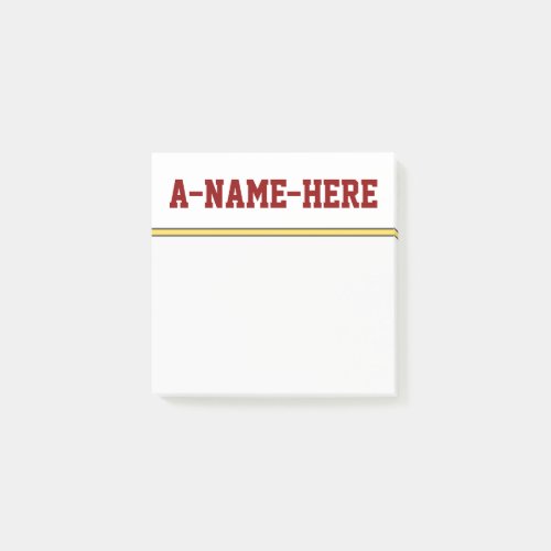 Plain Simple White Background  Dark Red Name Post_it Notes