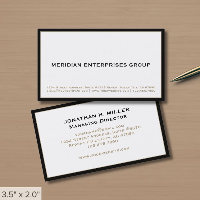 Plain Simple White Black Border Business Card (Creator Uploaded)