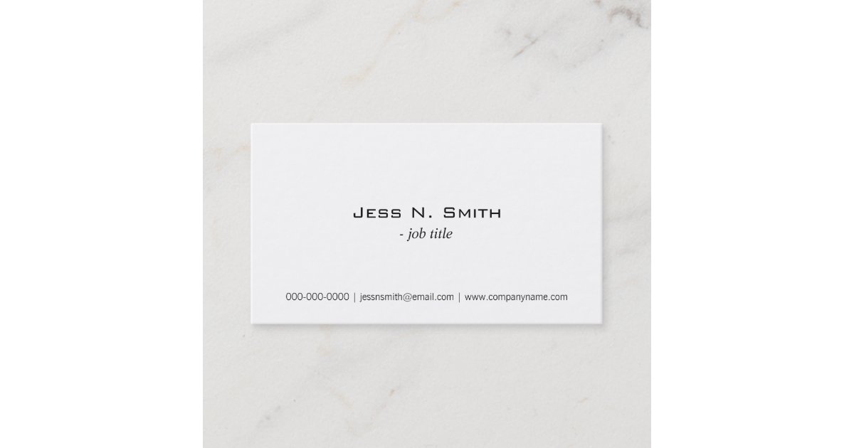 Plain,simple white business card | Zazzle