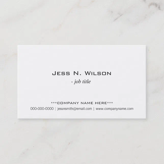 Plain, simple white business cards. business card | Zazzle