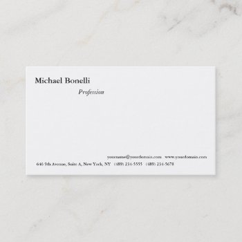 Plain Simple White Minimalist Modern Look Business Card by hizli_art at Zazzle