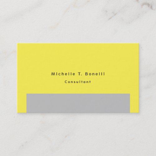 Plain Simple Yellow Grey Minimalist Design Business Card