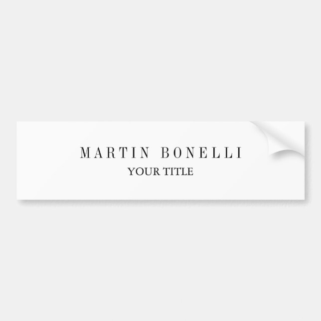 Plain Slim Professional Black & White Bumper Sticker (Front)