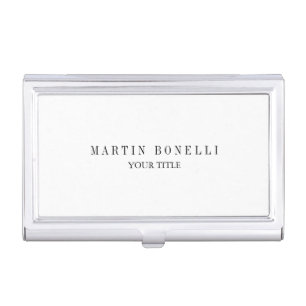 Plain Slim Professional Black & White Business Card Case