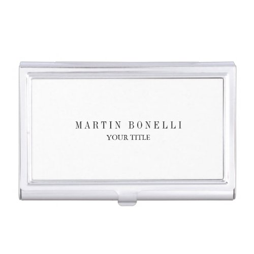 Plain Slim Professional Black  White Business Card Case