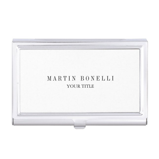 Plain Slim Professional Black & White Business Card Case (Front)